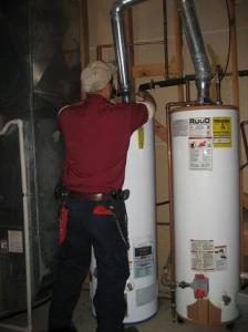 Alameda water heater repair specialist works on a dual Ruud system